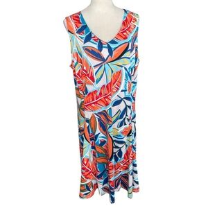 Kim Rogers Colorful Floral Sleeveless Dress Women 2X Tropical Beachy Sundress
